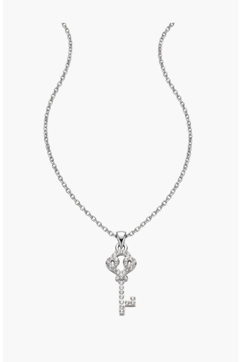 Rhinestone Key Pendant Necklace, Alternate, color, Silver