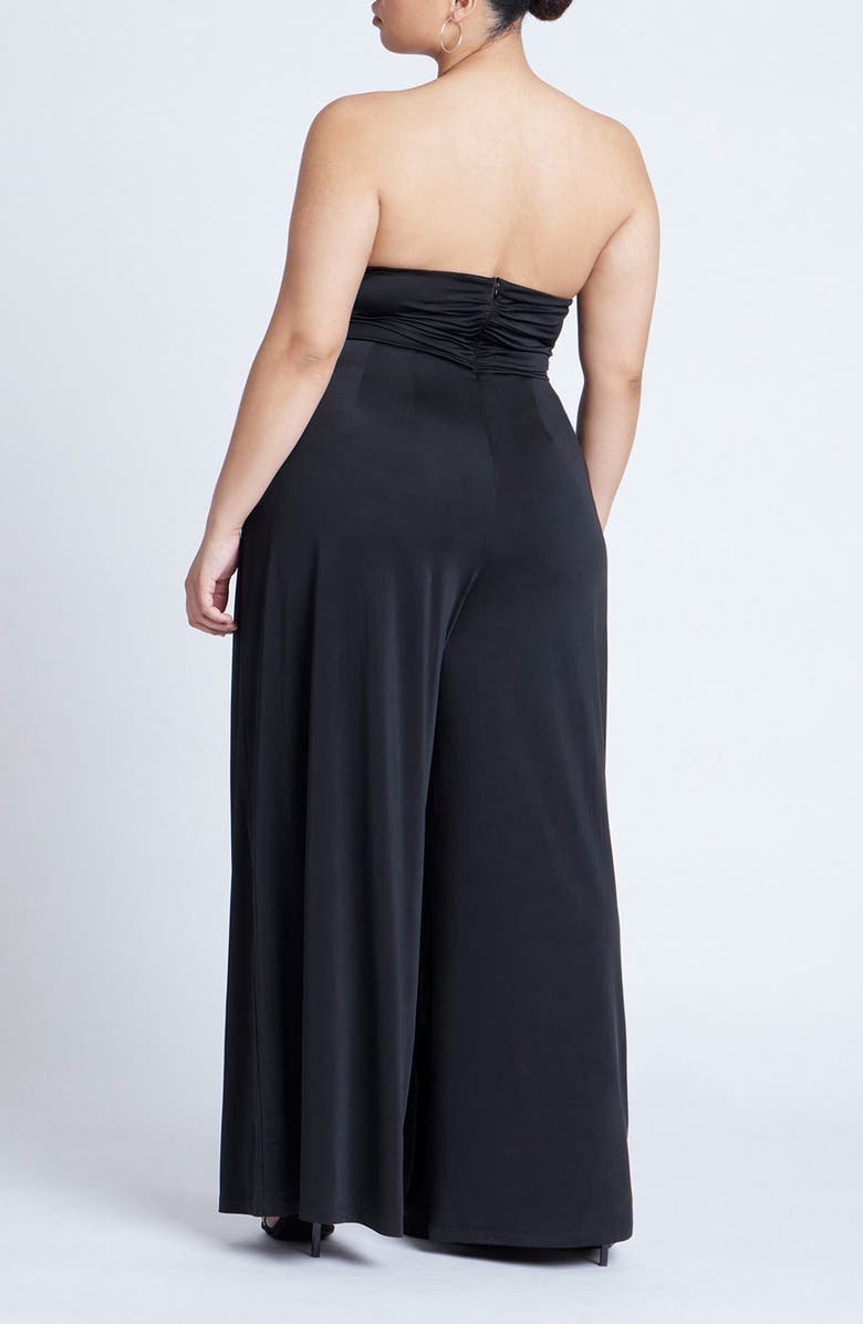 ELOQUII Cutout Twist Strapless Wide Leg Jumpsuit, Alternate, color, 