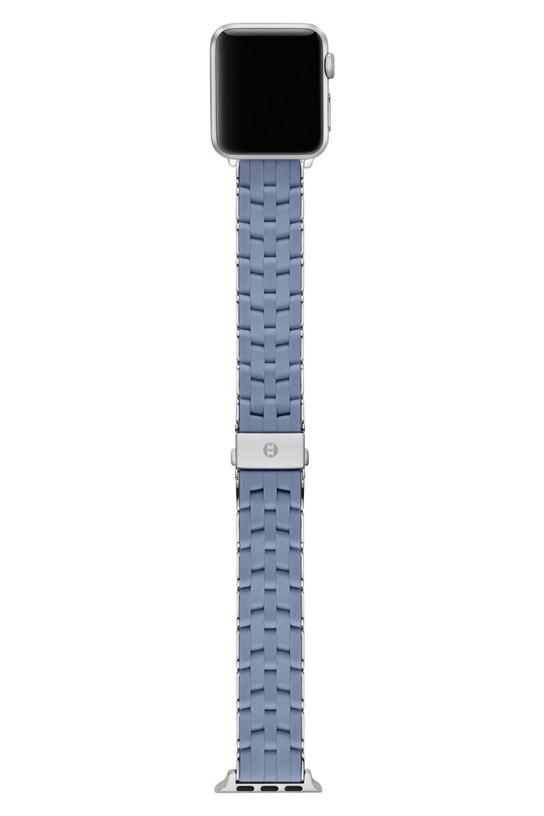 Silicone 20mm Apple Watch® Watchband, Alternate, color, BLUE/ SILVER