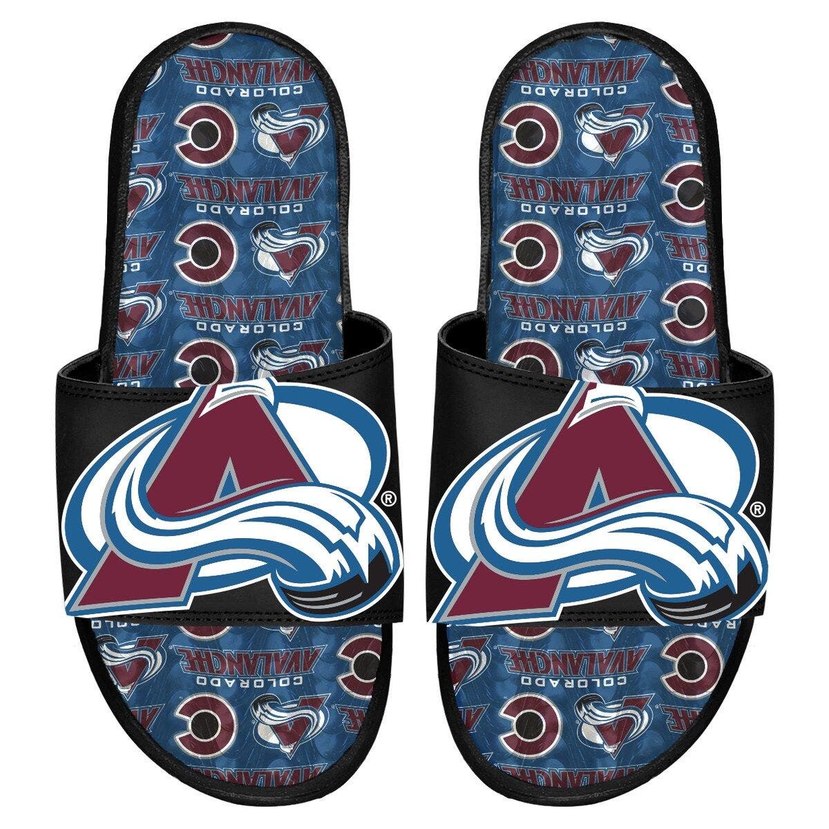 ISLIDE Colorado Avalanche Team Pattern Gel Slide Sandals, Main, color, 
