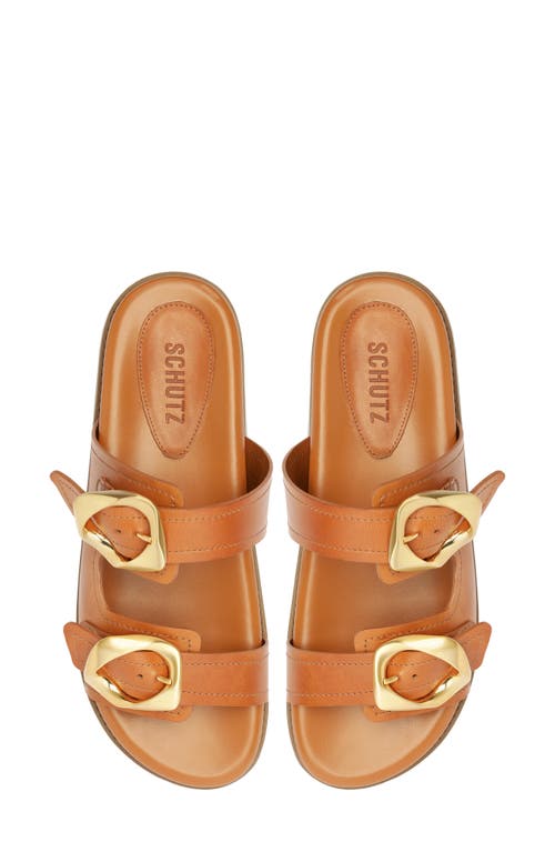 Shop Schutz Olga Buckle Sporty Slide Sandal In Cuoio Brown