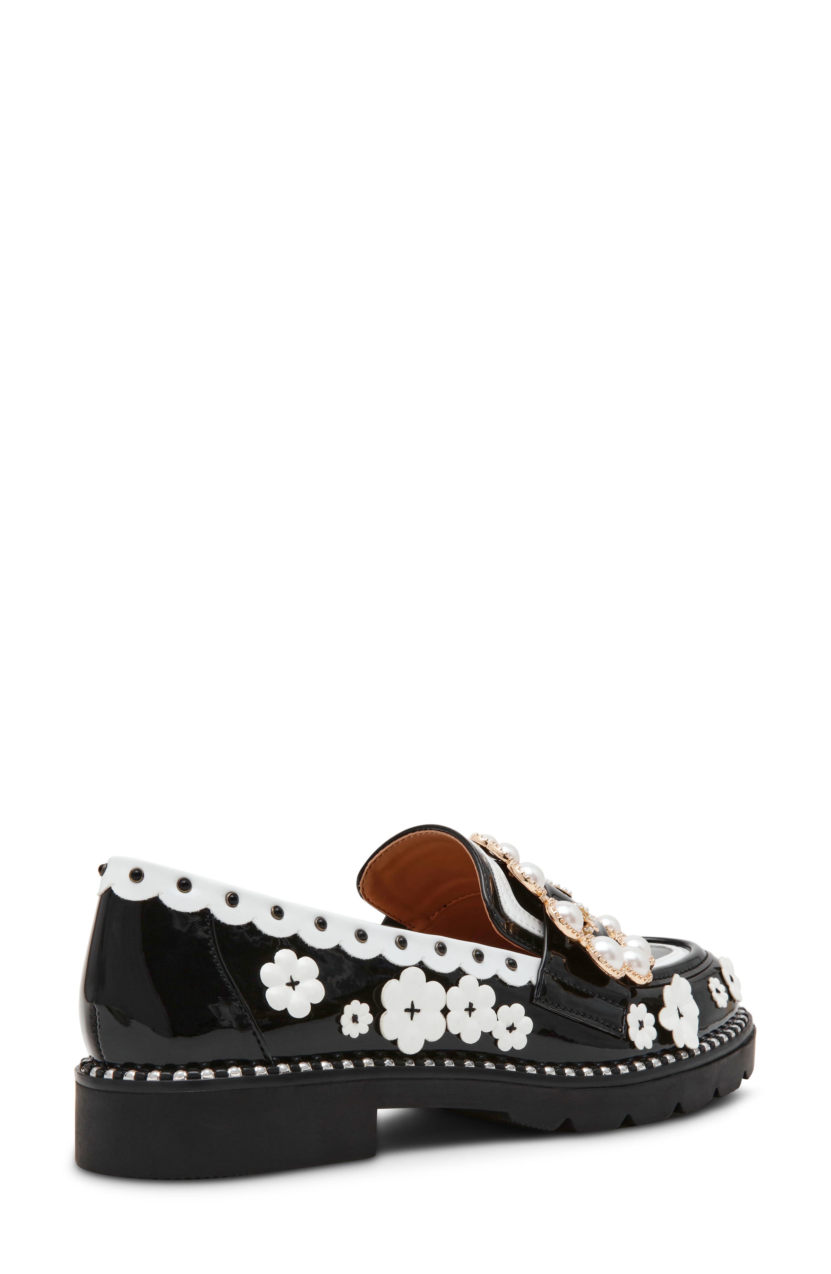 Wylie Buckle Loafer, Alternate, color, BLACK/ WHITE FLORAL