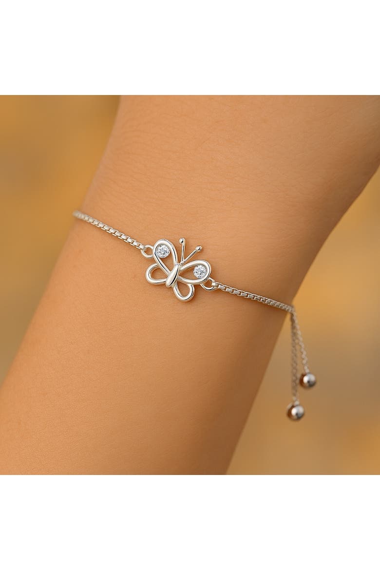Sterling Silver Adjustable Butterfly Bracelet, Alternate, color, Silver