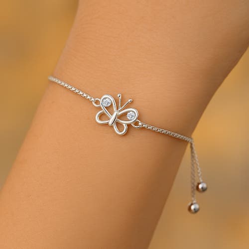 Donatello Gian Sterling Silver Adjustable Butterfly Bracelet In Metallic