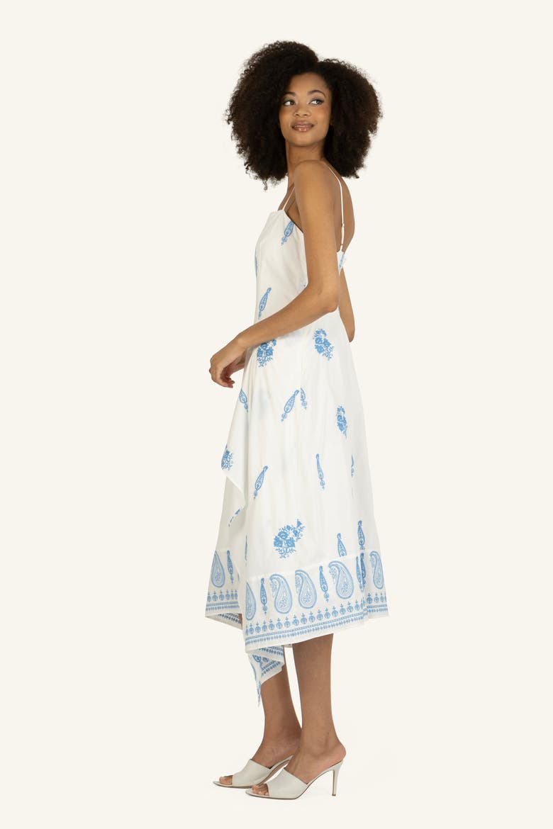 Rosetta Dress, Alternate, color, Off-White with Blue Embroidery