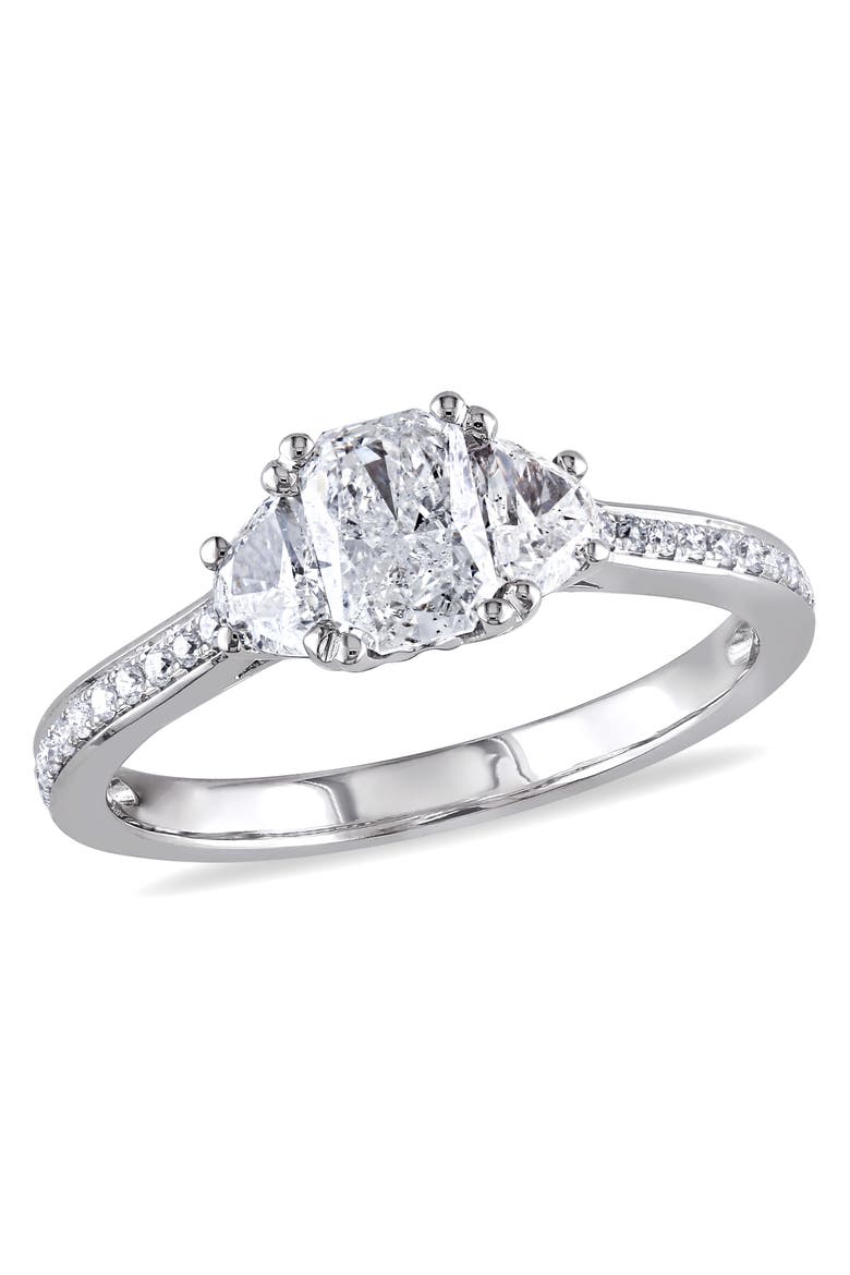 Diamond Radiant 3-Stone Engagement Ring 14k, Main, color, 14k White Gold