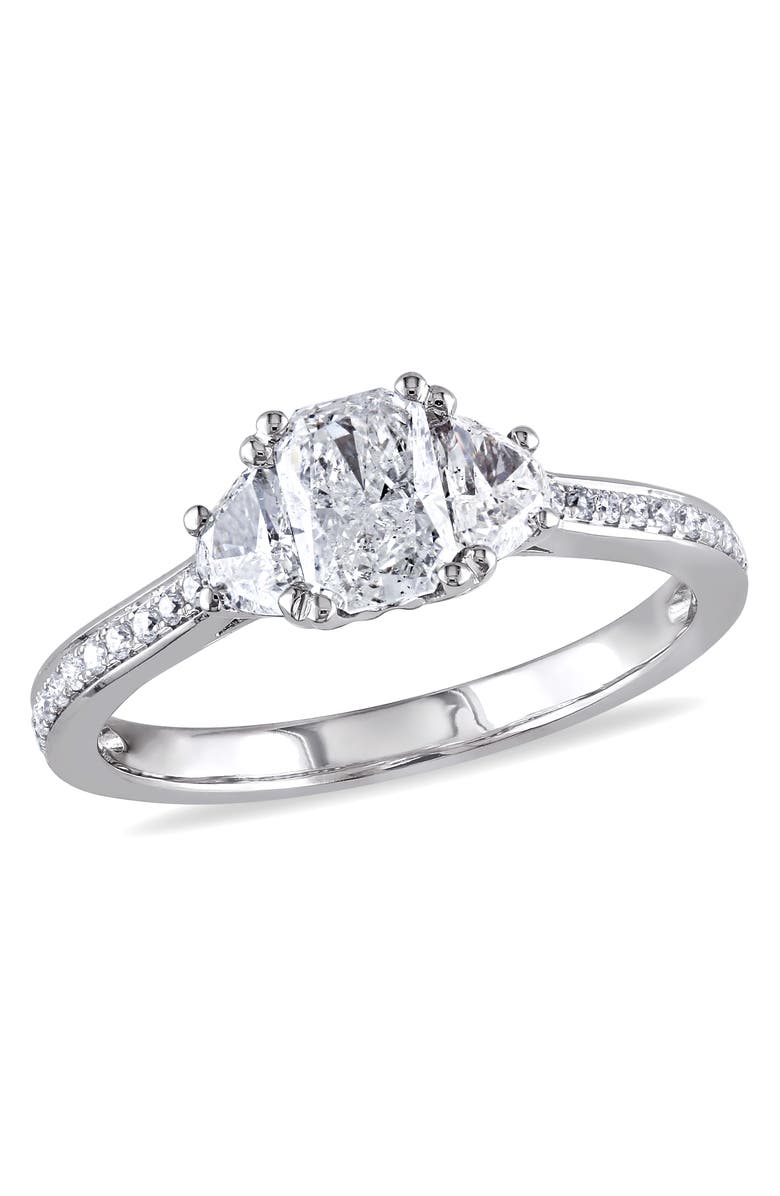 Julianna B. Diamond Radiant 3-Stone Engagement Ring 14k, Main, color, 14K White Gold