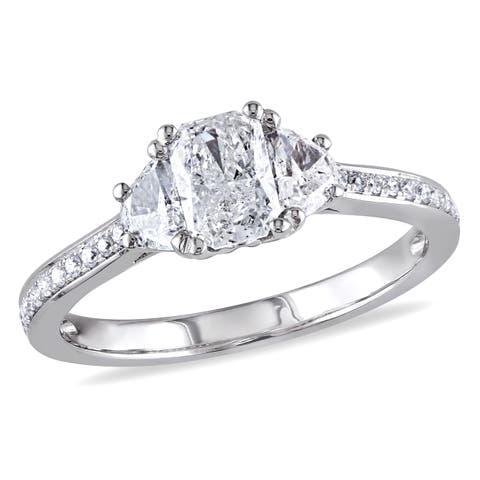 Diamond Radiant 3-Stone Engagement Ring 14k