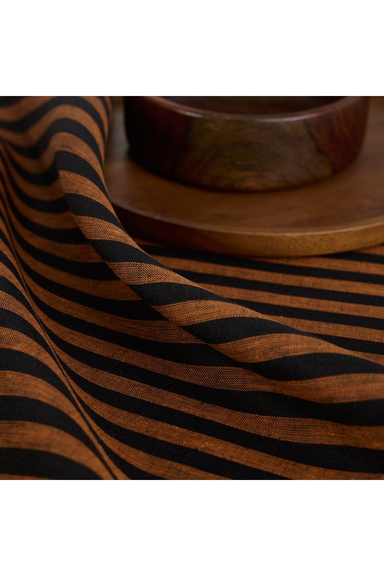 Linen Table Throw 52 x 52 Inch - Amalfi Stripe, Alternate, color, Pumpkin and Black