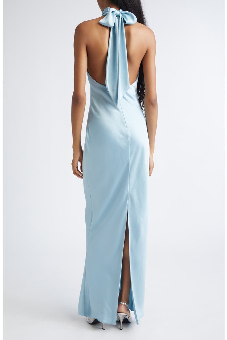 Tatiana Halter Neck Satin Gown, Alternate, color, MOONSTONE BLUE