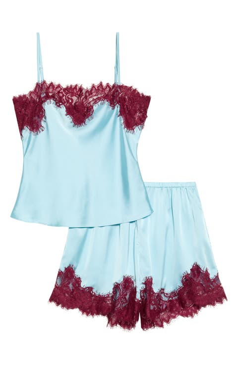 Lace Trim Satin Short Robe