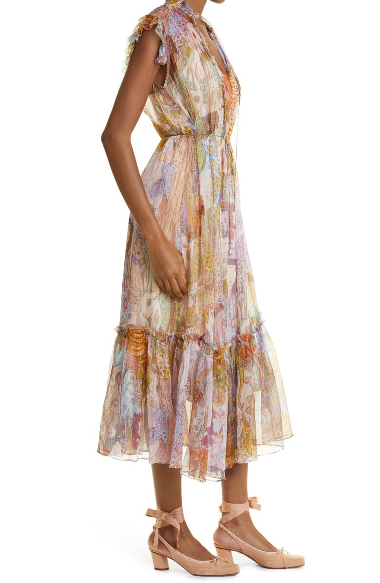 Zimmermann Zodiac Print Metallic Silk Blend Maxi Dress, Alternate, color, 