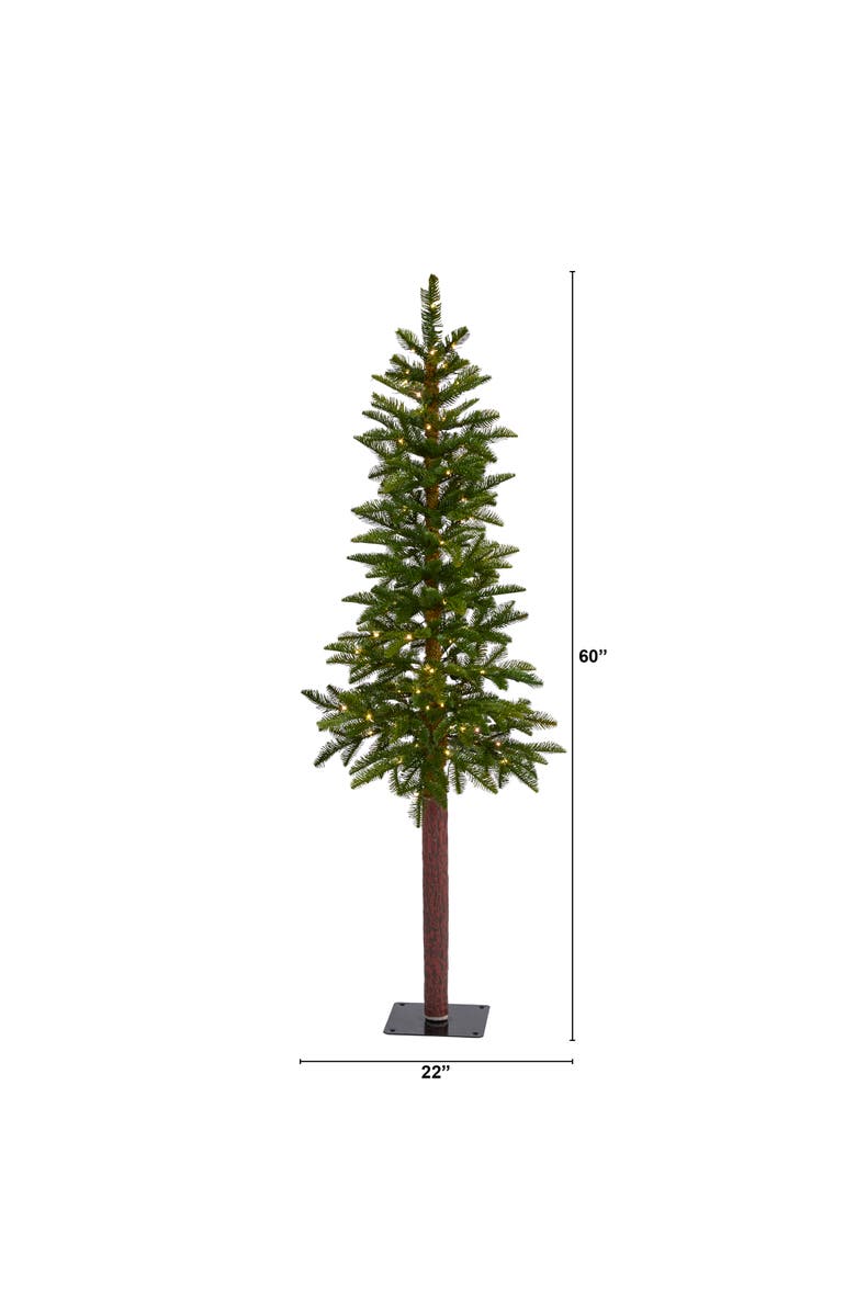 NEARLY NATURAL 5-ft Alaskan Alpine Artificial Christmas Tree with 100 Clear Microdot (Multifunction) LED Lights and 92 Bendable Branches, Alternate, color, Green