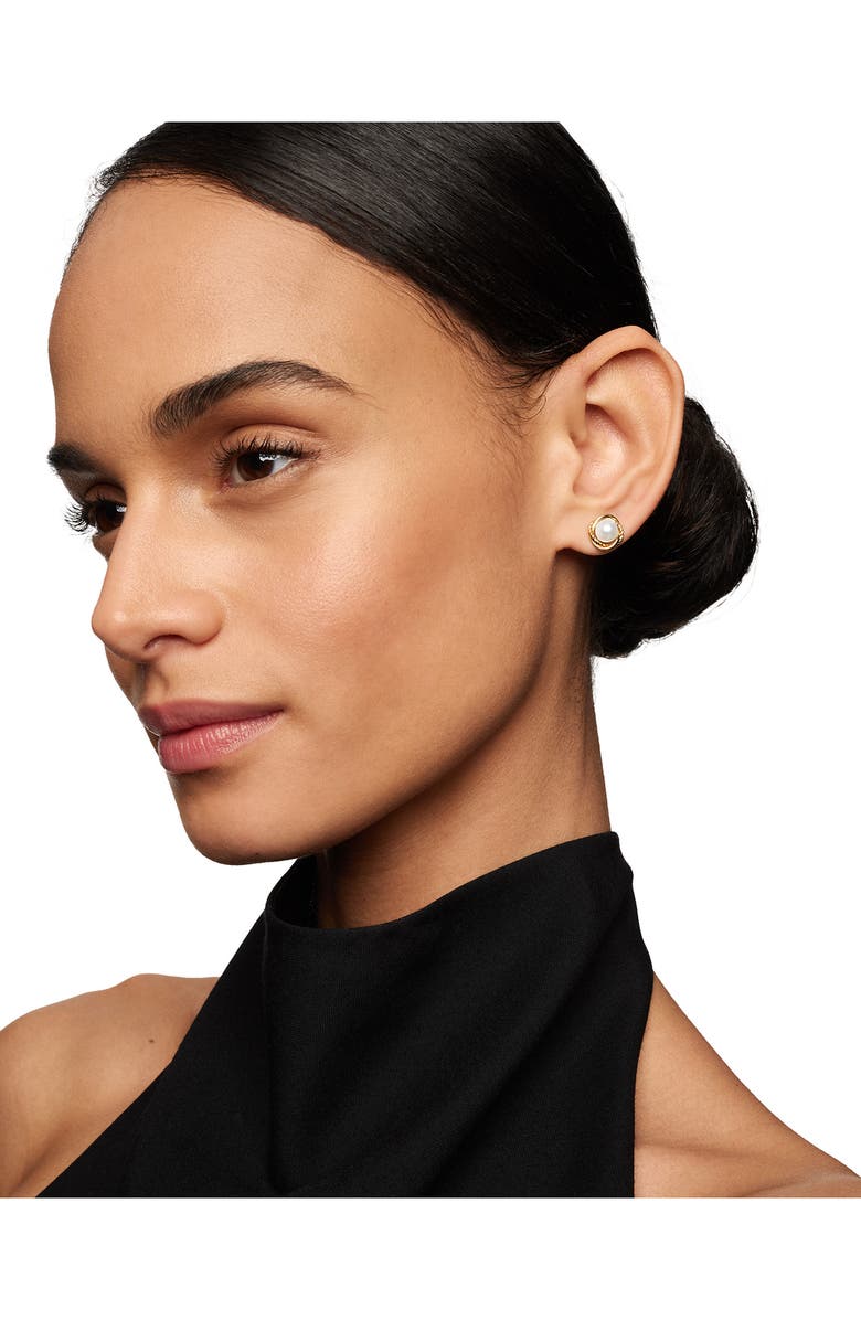 David Yurman Infinity Earrings with Pearls in Gold, Alternate, color, Pearl