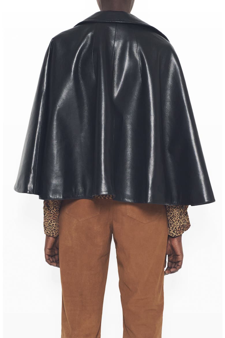 Faith Recycled Leather Moto Cape, Alternate, color, Black
