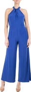 Nina Leonard Twist Halter Knit Jumpsuit