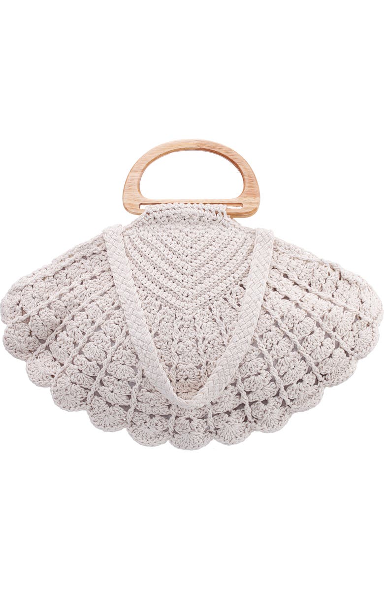 Nina Unity Crochet Shell Clutch, Main, color, Ivory
