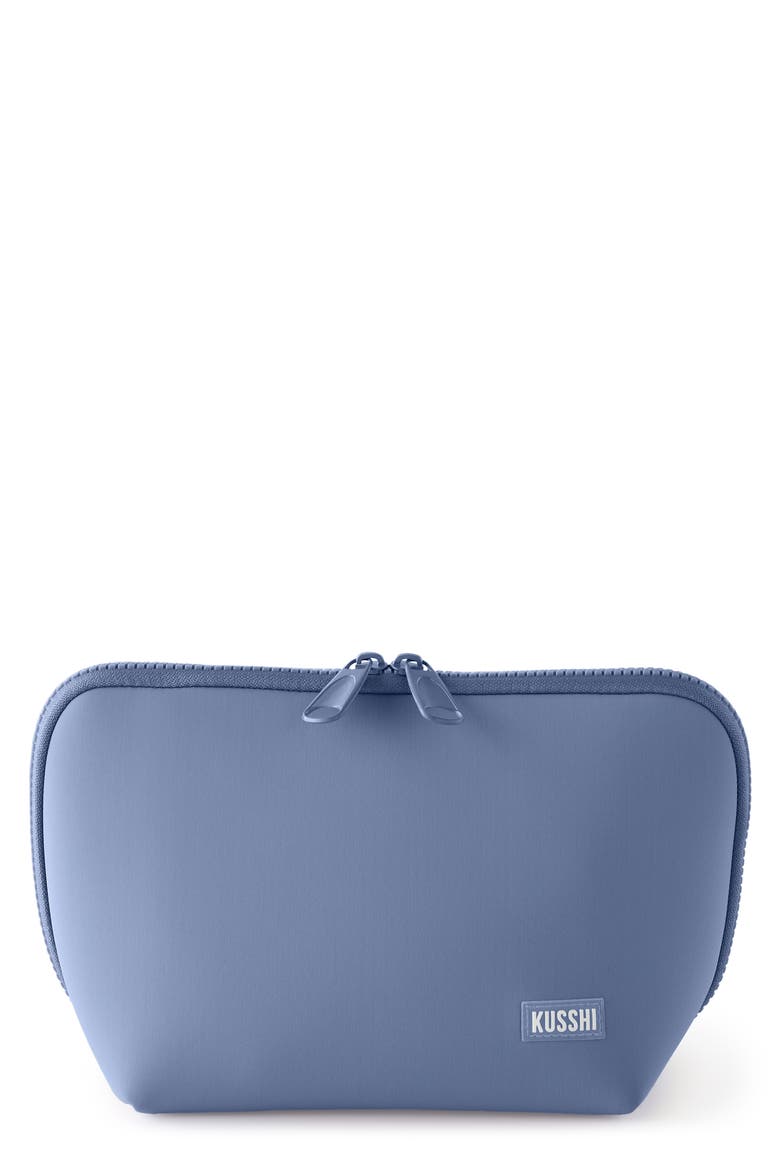 Neoprene Makeup Bag, Main, color, PEARL BLUE/ SAND PINK