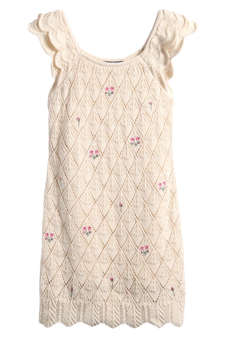 Kids' Floral Embroidered Cotton Blend Pointelle Dress, Main, color, FUSILLI