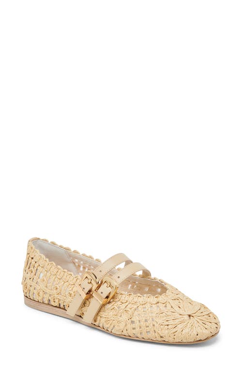 Dolce Vita Women's Baylee Sunflower Wide Width Woven Double Buckle Mary Jane Flats In Light Natural Macrame
