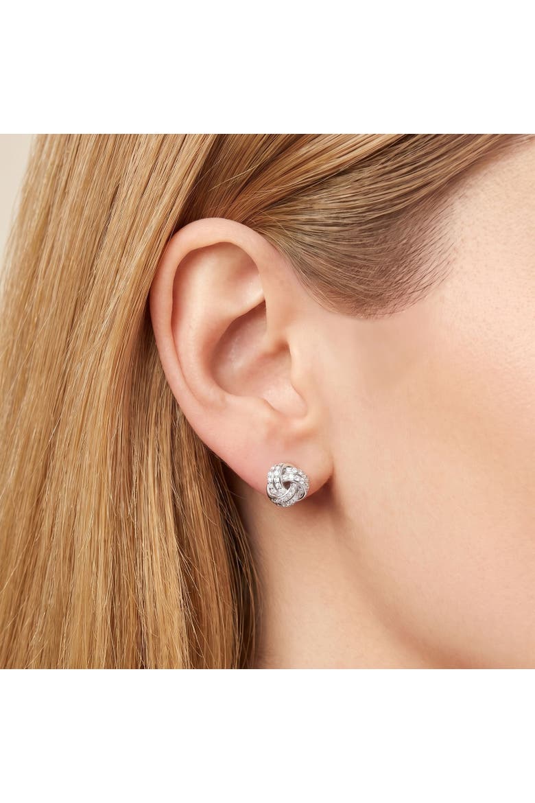 CZ Knot Stud Earrings, Alternate, color, Sterling Silver
