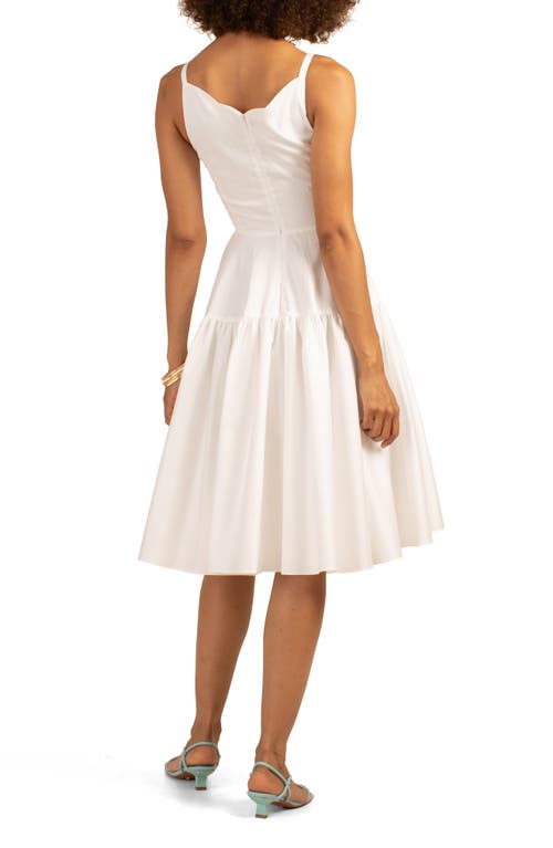 Trina Turk Fit And Flare Bask Dress In White