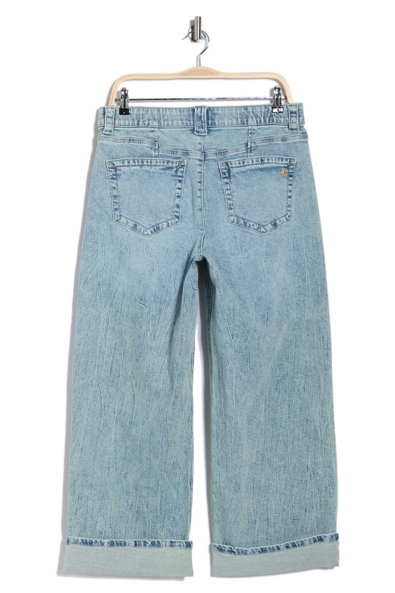 Floral Embroidered Cuffed Wide Leg Jeans, Alternate, color, LIGHT BLUE ARTISANAL