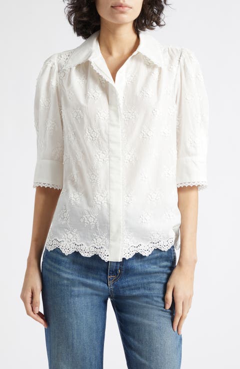 Edwina Floral Embroidered Button-Up Shirt
