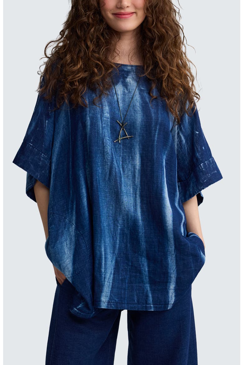 Quinn Batik-effect Back-button Tunic, Main, color, Candy Sky