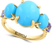 EFFY Gold Plated Sterling Silver Turquoise & Diamond Ring