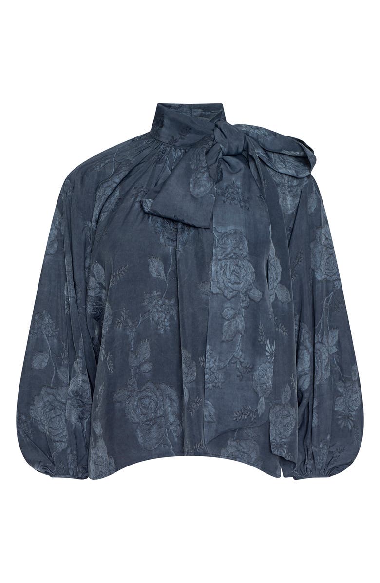 L'AGENCE Rhett Floral Print Blouson Sleeve Shirt, Alternate, color, Vintage Indigo Floral
