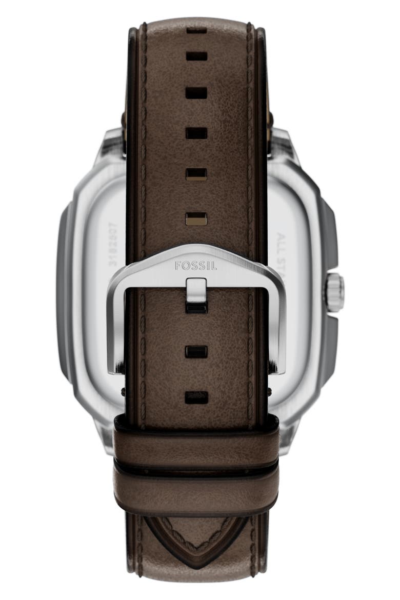 Crosby Leather Strap Watch, 42mm x 30mm, Alternate, color, BROWN