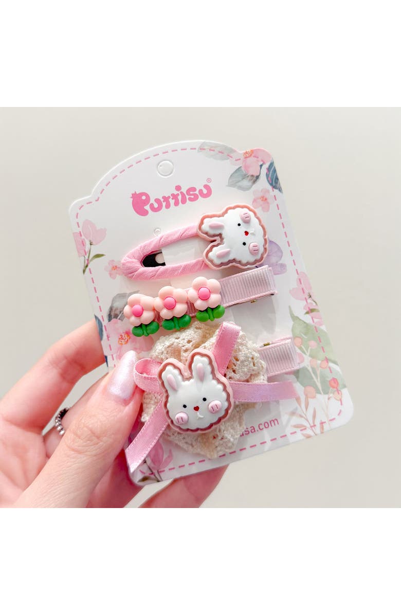 Puttisu Bunny Hug Hair Clip Set of 7 Baby, Alternate, color, Baby Pink & Pastel Pink