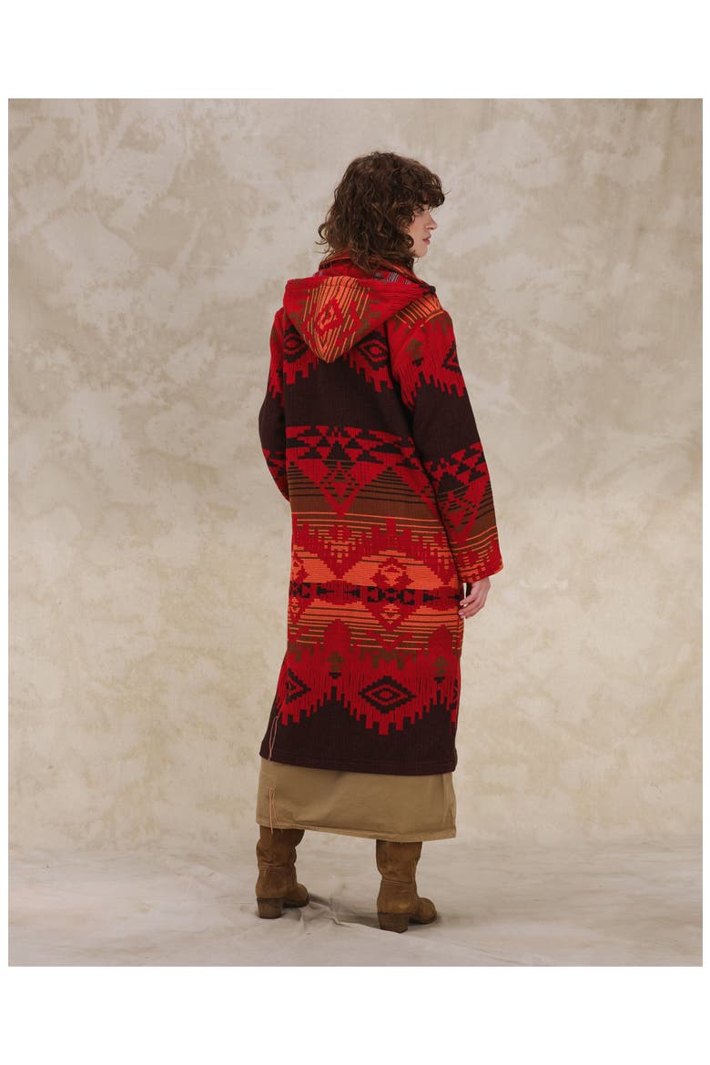 Navajo Jacquard Coat, Alternate, color, Red