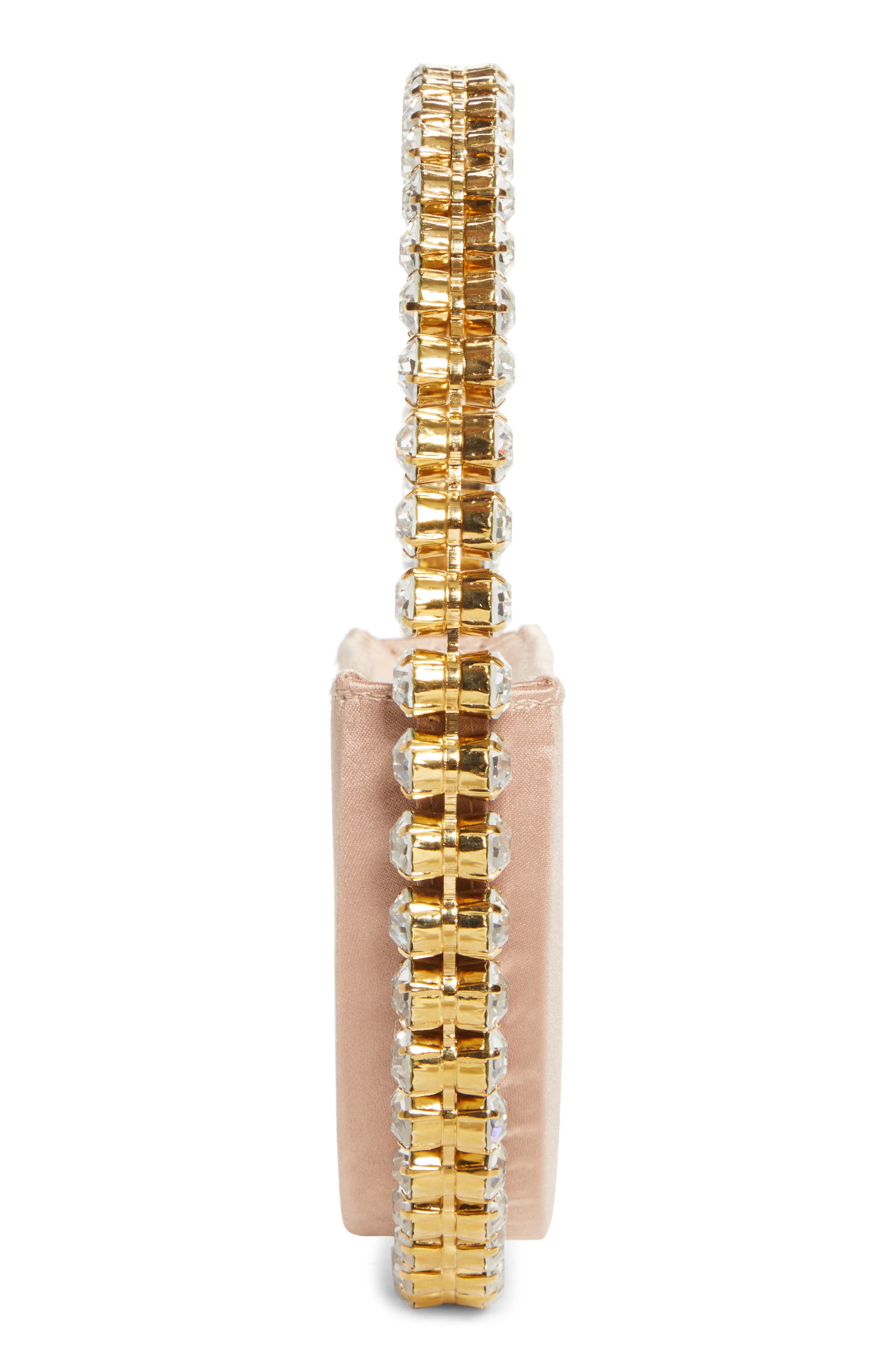 L’alingi Eternity Satin Crystal Top Handle Clutch, Alternate, color, Satin Beige