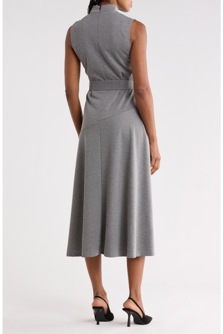 Mock Neck Sleeveless Belted Dress, Alternate, color, CHARCOAL
