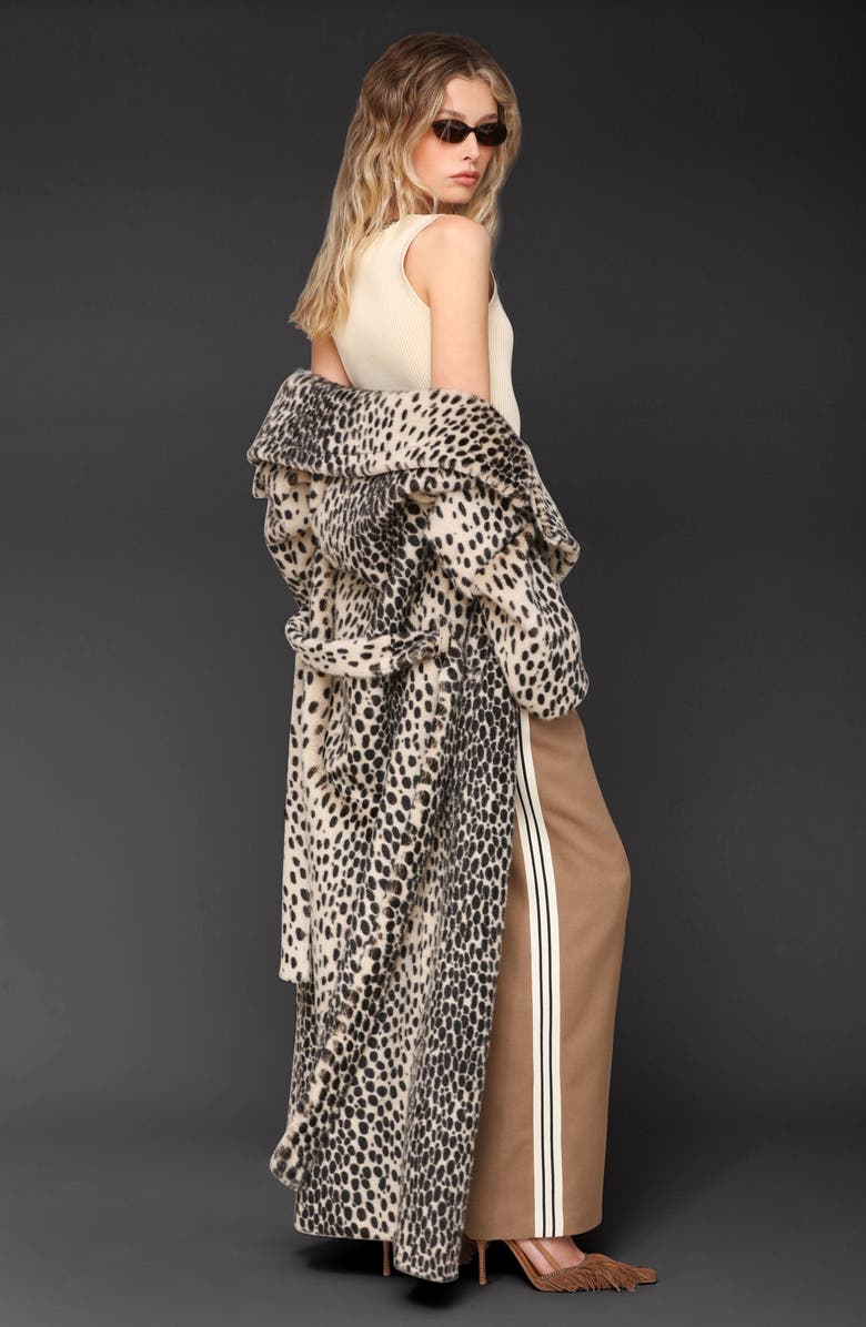 Avec Les Filles Faux Fur Belted Coat, Alternate, color, Black Cheetah