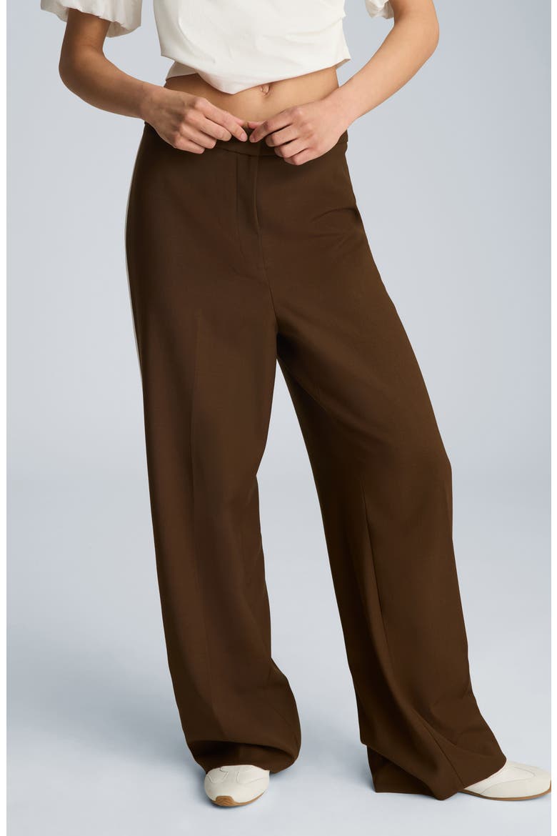 Side Stripe Wide Leg Pants, Main, color, BRUNETTE/ PURE WHITE