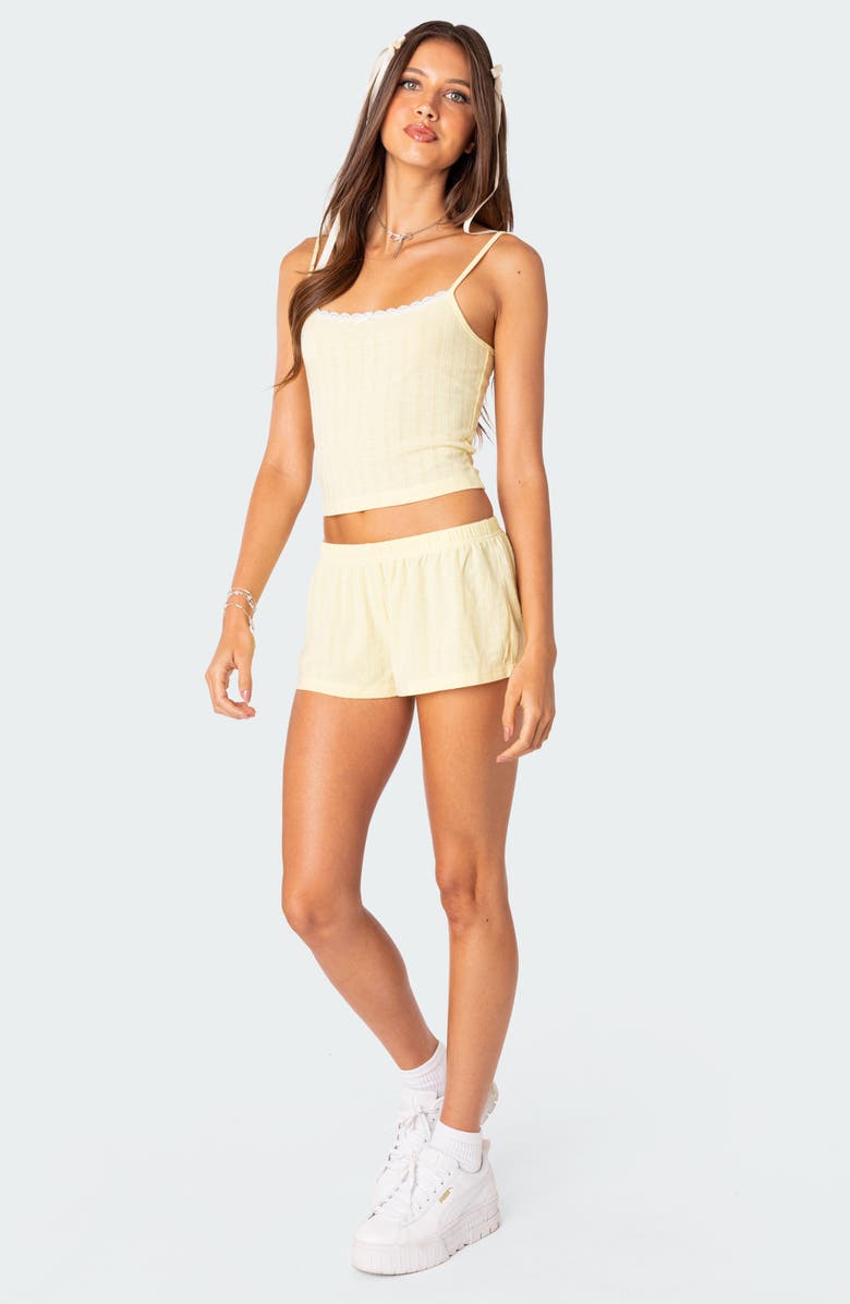 EDIKTED Irene Pointelle Camisole, Alternate, color, Yellow