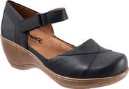 SoftWalk® Miri Ankle Strap Platform Wedge Clog