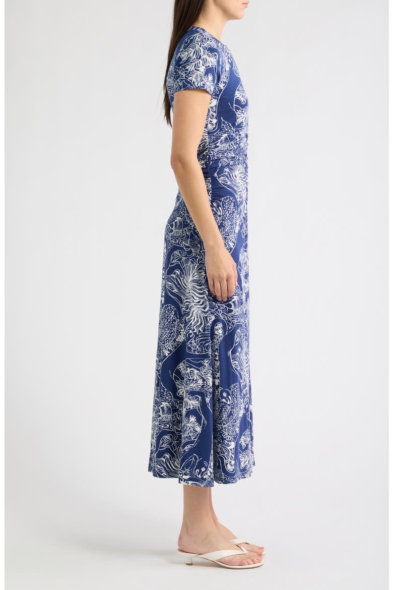 Alma Print Knit Midi Dress, Alternate, color, LOW TIDE NAVY PALM PROWL
