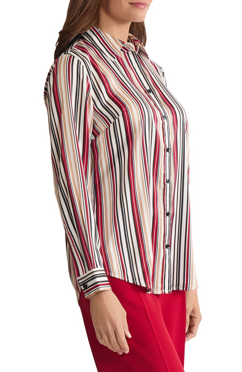 KASPER Stripe Button-Up Shirt, Alternate, color, Vanilla Ice Multi