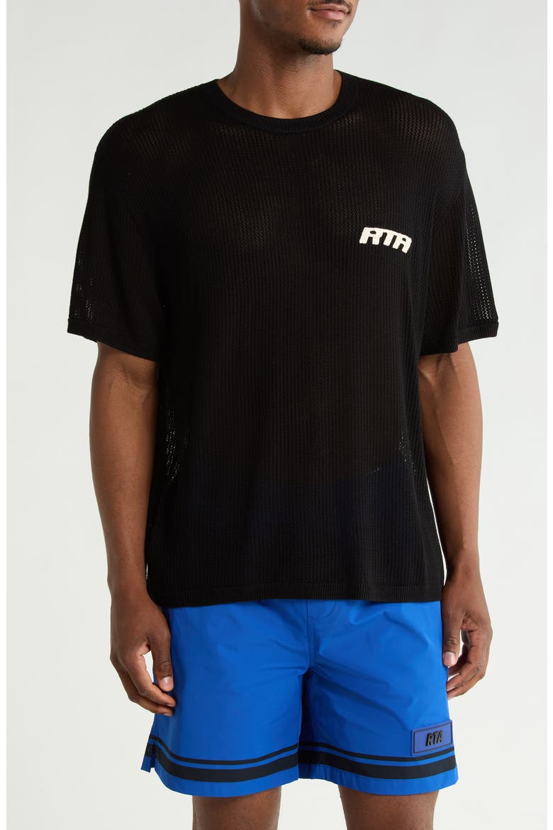 Ian Rib Knit T-Shirt, Main, color, BLACK HONEYCOMB