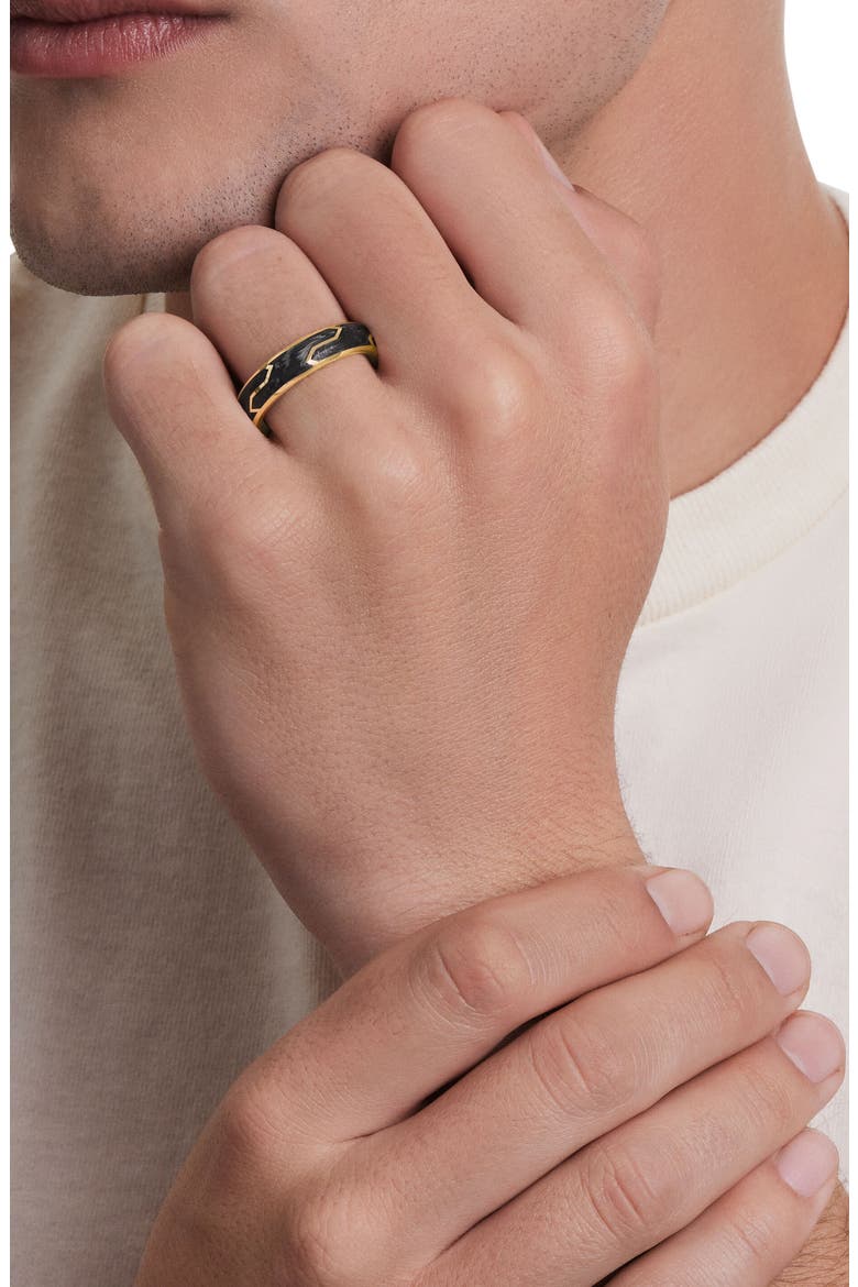 Forged Carbon Band Ring in 18K Gold, 6mm, Alternate, color, FORGED CARBON