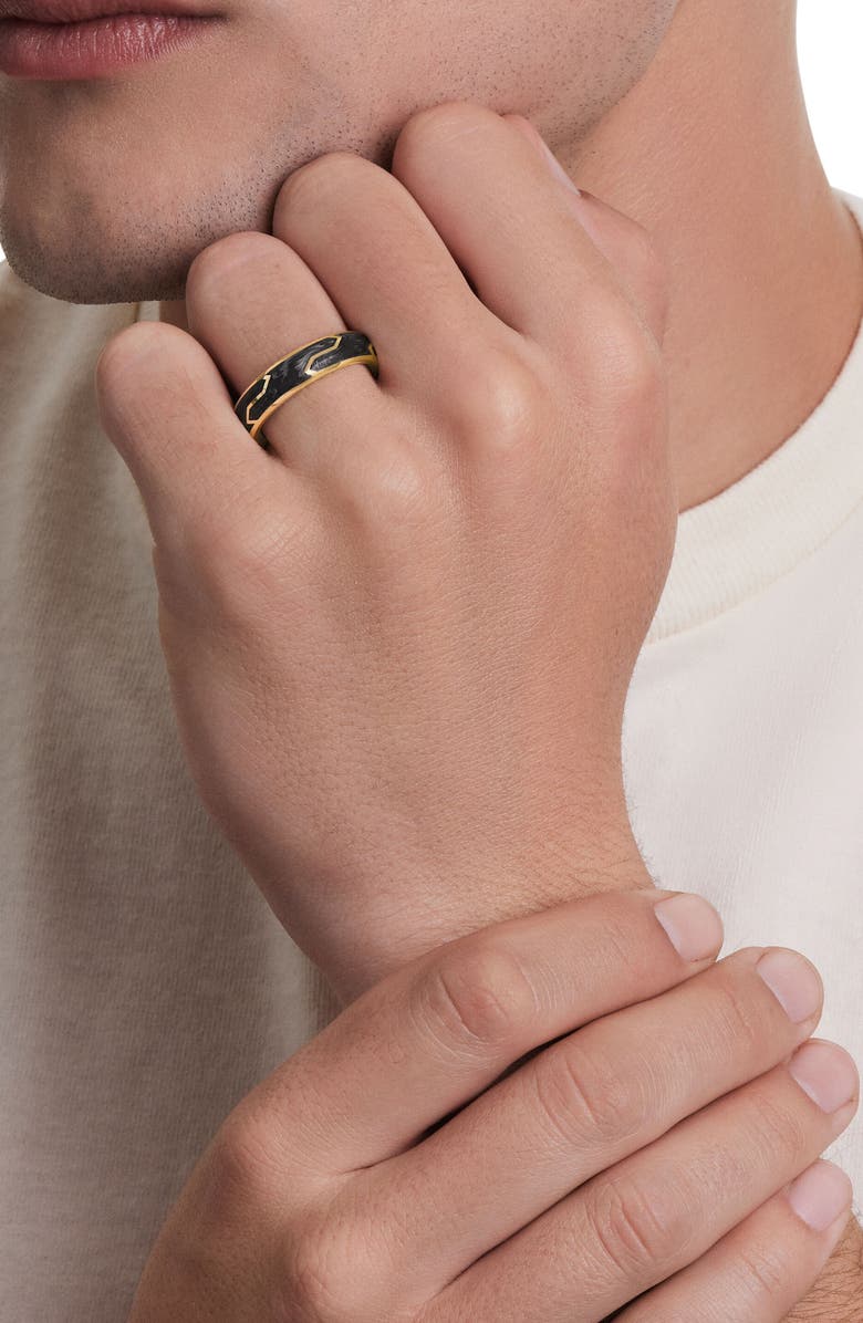 David Yurman Forged Carbon Band Ring in 18K Gold, 6mm, Alternate, color,