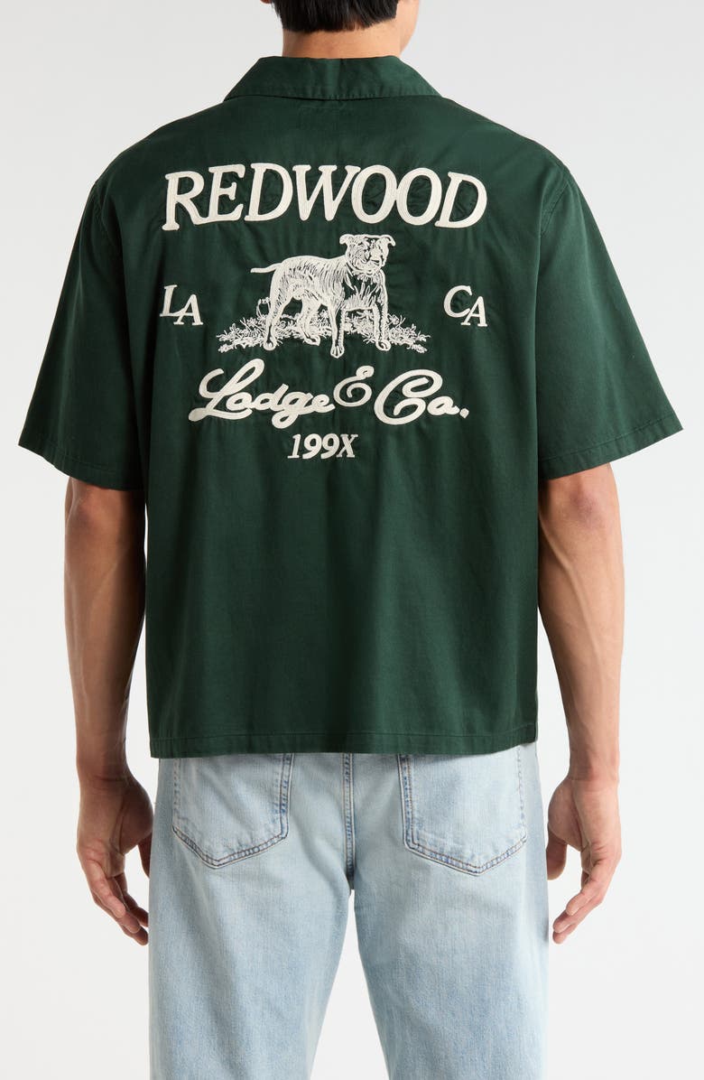 PacSun Embroidered Graphic Camp Shirt, Alternate, color, Green