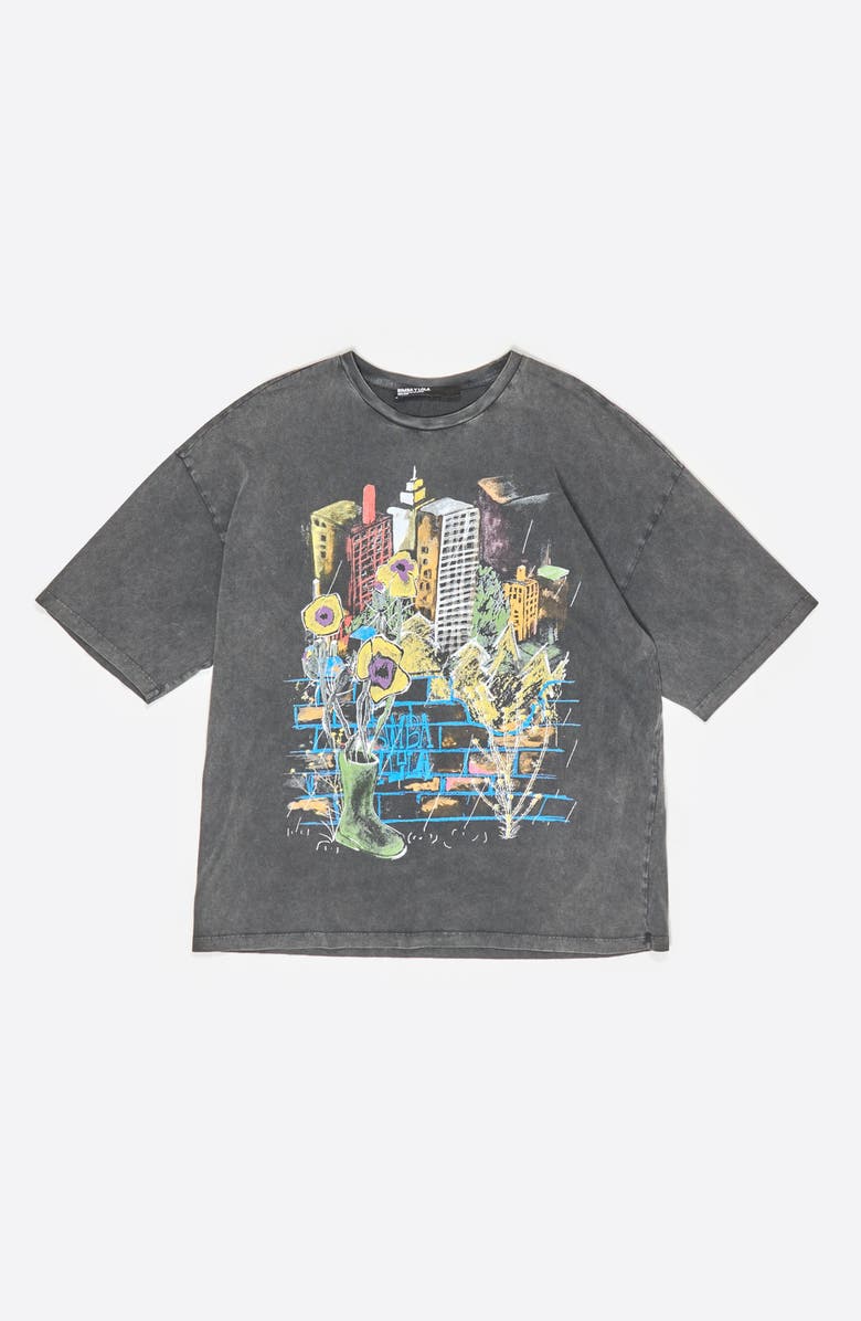 Bimba y Lola City Logo T-Shirt, Main, color, Washed Black