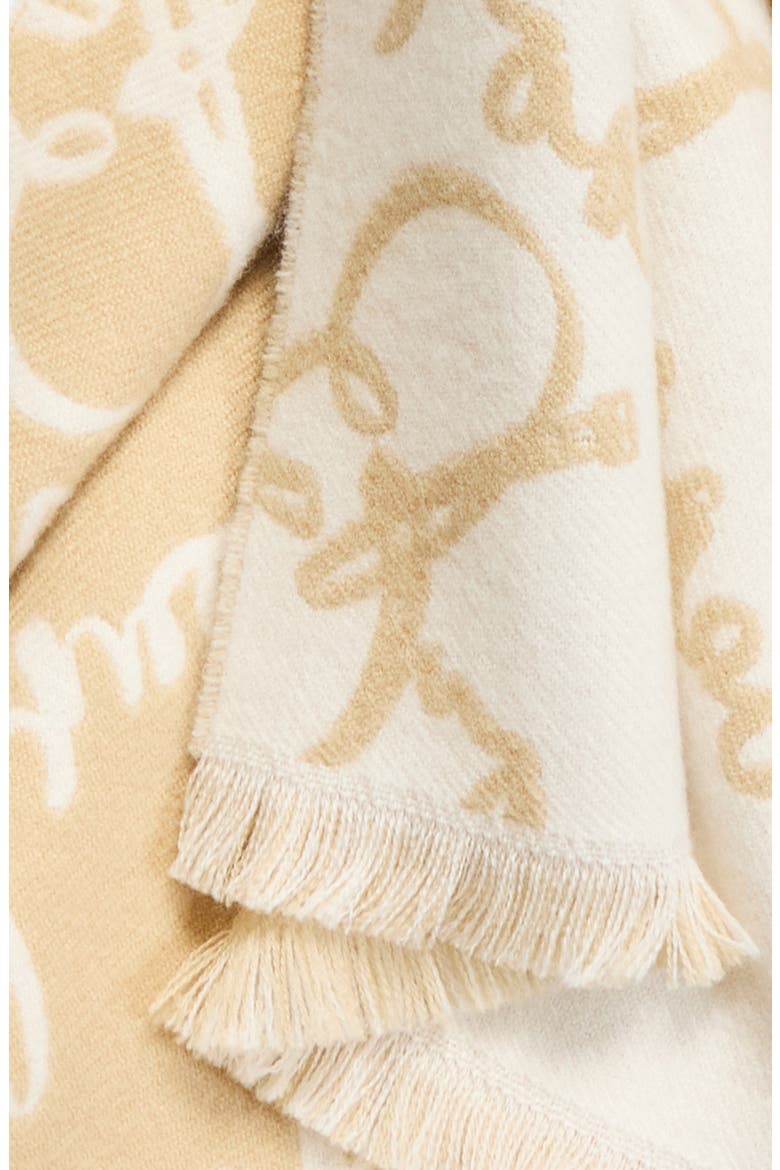Ribbon Text Wool Scarf, Alternate, color, SAND/ NEUTRAL