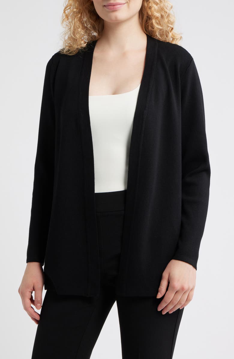 AK ANNE KLEIN Newport Kissing Front Cardigan, Main, color, Anne Black