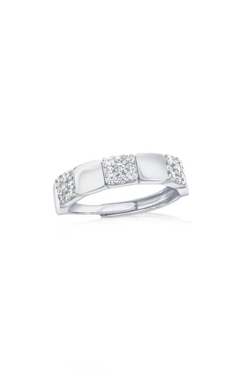 Pavé Cubic Zirconia Square Adjustable Ring